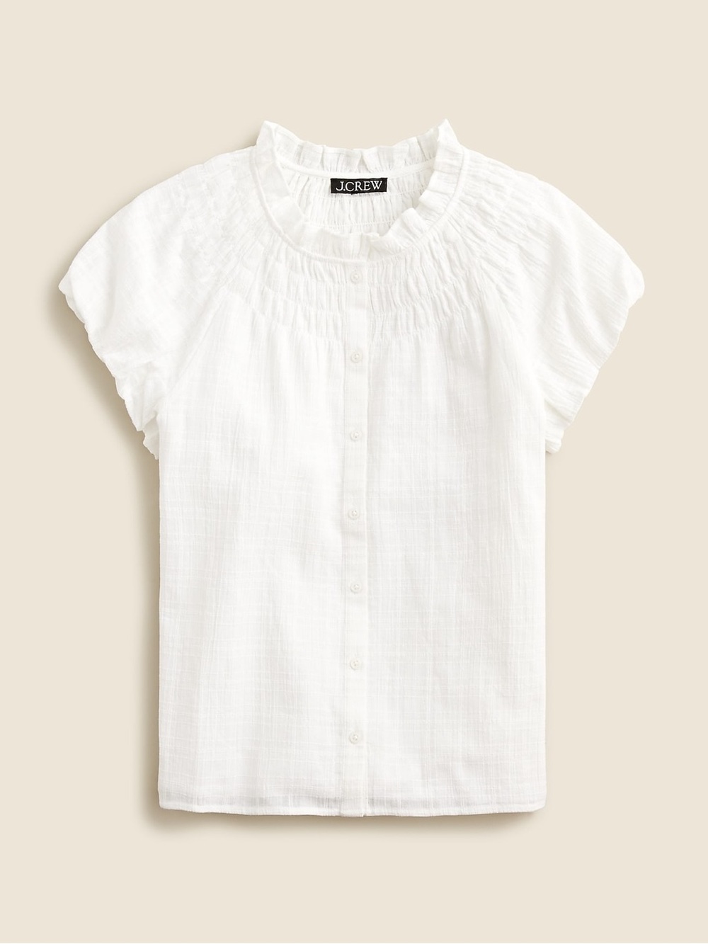 J. Crew Smocked-neck top in textured gauze size xl - Picture 1 of 8